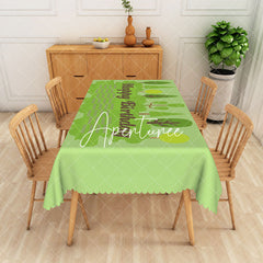 Aperturee - Aperturee Green Tree Happy Birthday Rectangular Tablecloth