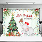 Aperturee - Aperturee Green Tree White Elephant Gift Exchange Backdrop