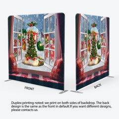 Aperturee - Aperturee Green Tree Winter Window Pillow Cover Backdrop