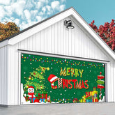Aperturee - Aperturee Green Trees Gifts Merry Christmas Garage Door Banner