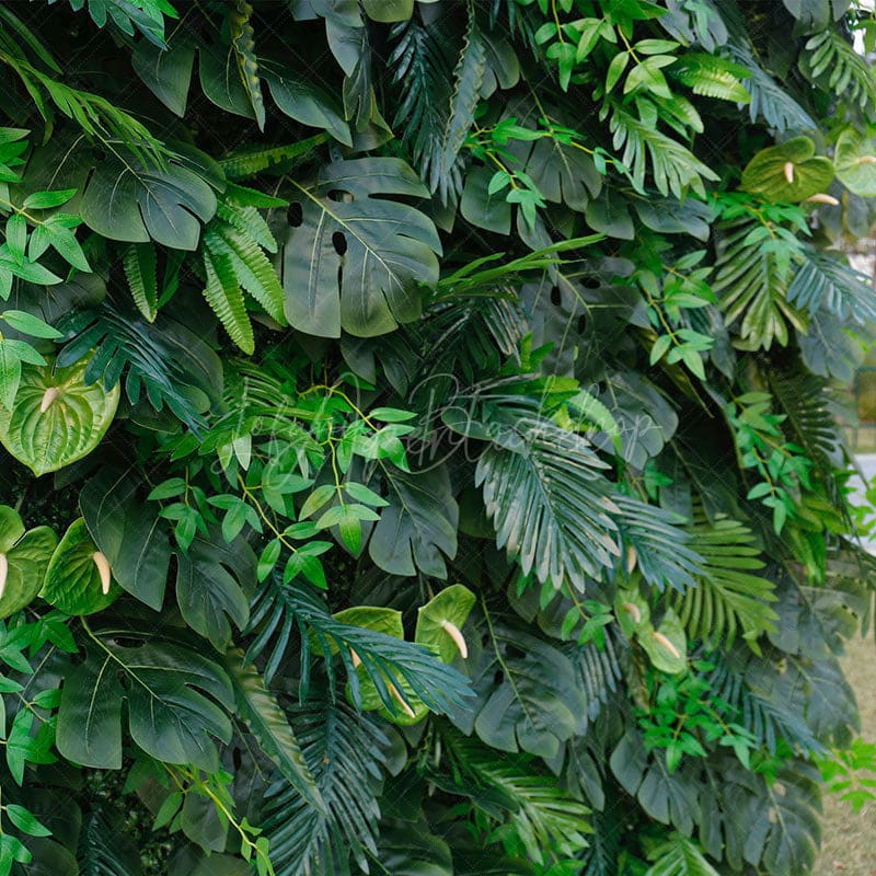 Aperturee - Aperturee Green Tropical Party Fabric Artificial Flower Wall