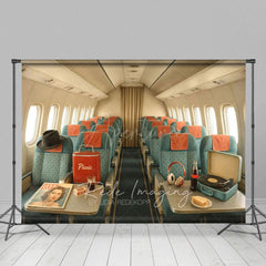 Aperturee - Aperturee Green Vintage Airplane Interior Backdrop For Photo