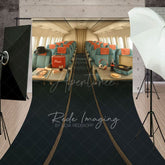Aperturee - Aperturee Green Vintage Airplane Interior Sweep Photo Backdrop