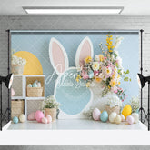 Aperturee - Aperturee Green Wall Bunny Spring Floral Eggs Easter Backdrop