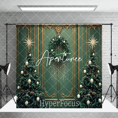 Aperturee - Aperturee Green Wall Tree Fireplace Christmas Room Set Backdrop