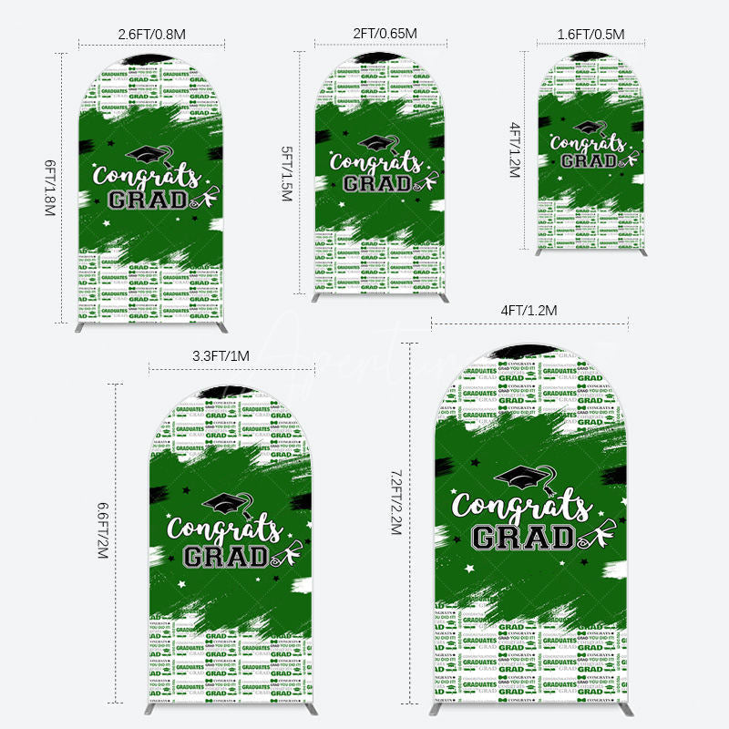Aperturee - Aperturee Green White Black Congrats Graduation Arch Backdrop
