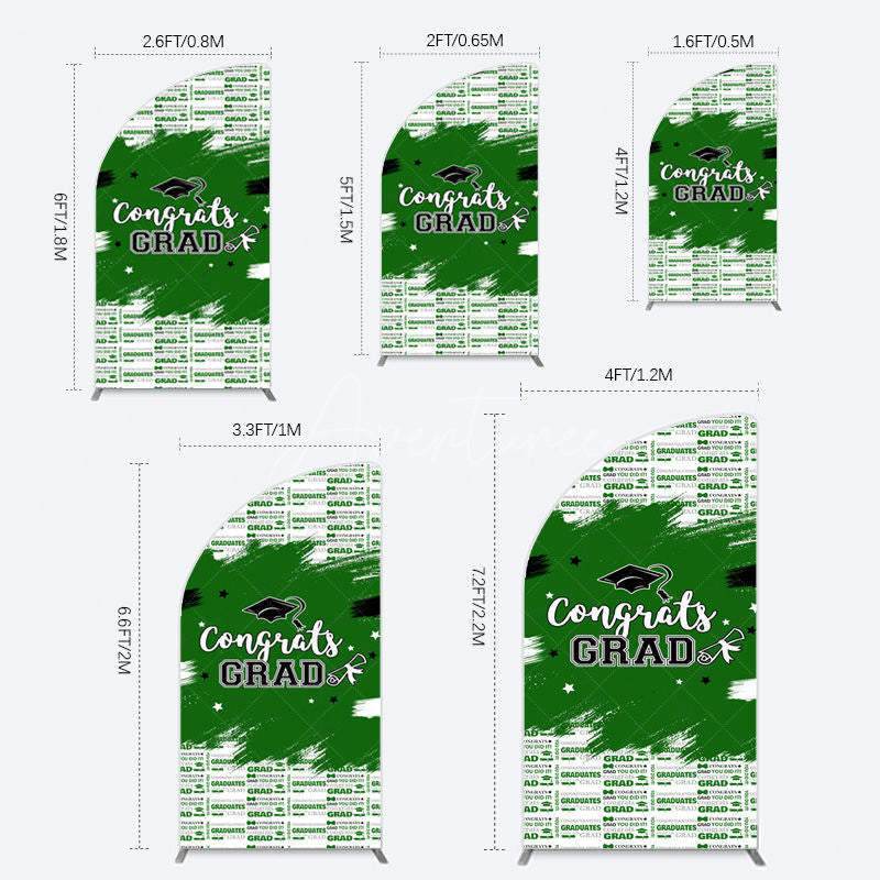 Aperturee - Aperturee Green White Black Congrats Graduation Half Moon Arch Backdrop