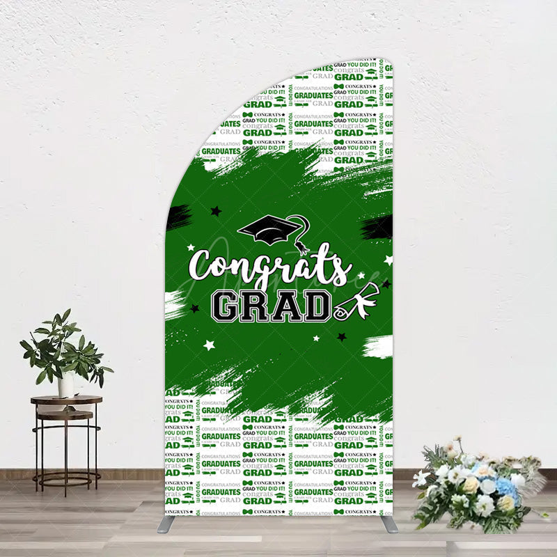 Aperturee - Aperturee Green White Black Congrats Graduation Half Moon Arch Backdrop
