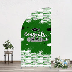 Aperturee - Aperturee Green White Black Congrats Graduation Half Moon Arch Backdrop