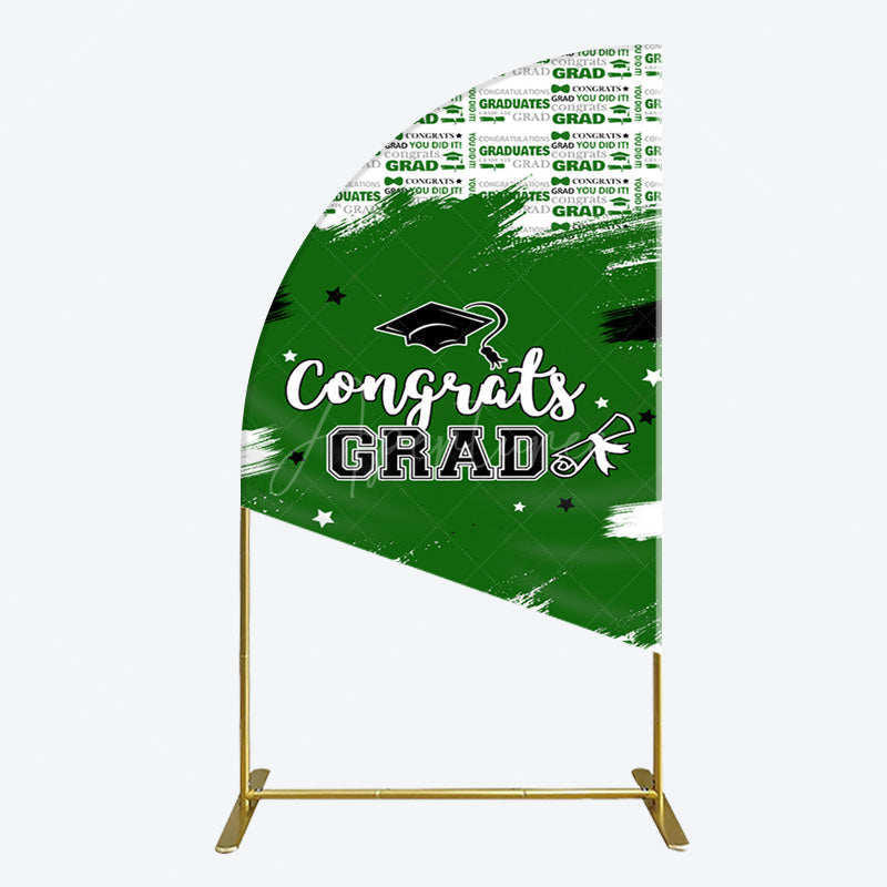 Aperturee - Aperturee Green White Black Congrats Graduation Half Moon Arch Backdrop