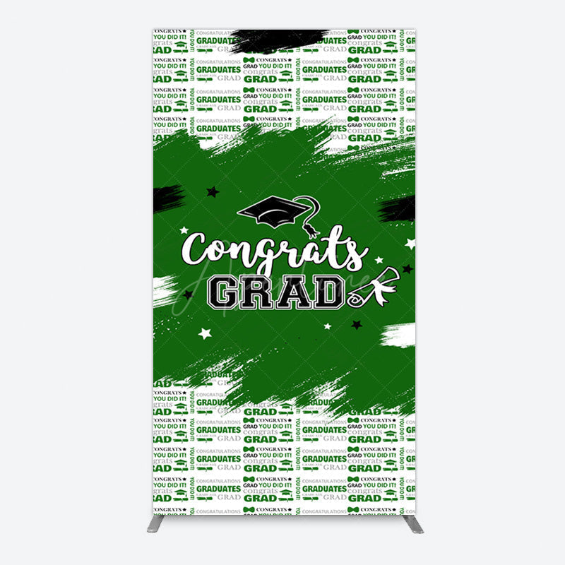 Aperturee - Aperturee Green White Black Congrats Graduation Rectangle Backdrop