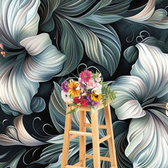 Aperturee - Aperturee Green White Funky Floral Fine Art Photo Backdrop