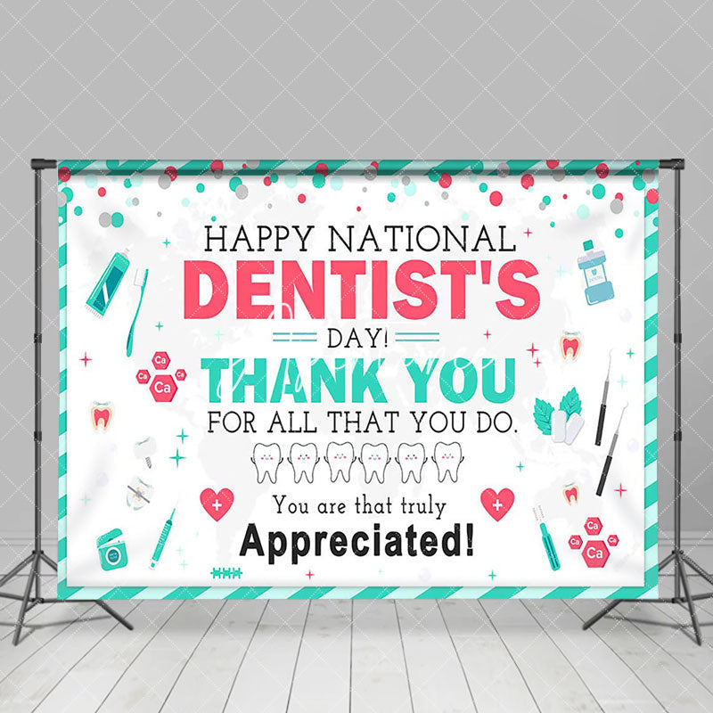Aperturee - Aperturee Green White Happy National Dentists Day Backdrop