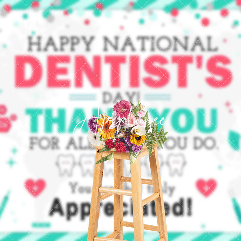 Aperturee - Aperturee Green White Happy National Dentists Day Backdrop