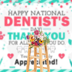 Aperturee - Aperturee Green White Happy National Dentists Day Backdrop
