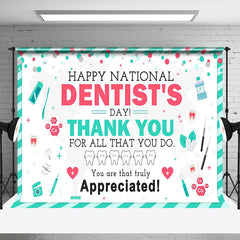 Aperturee - Aperturee Green White Happy National Dentists Day Backdrop