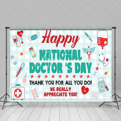 Aperturee - Aperturee Green White Plaid National Doctors Day Backdrop