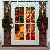 Aperturee - Aperturee Green Wreath White Window Pillow Cover Backdrop