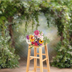 Aperturee - Aperturee Greenery Arch Backdrop Secret Garden Wedding Photo Prop Lush Woodland Trees with Vines for Party