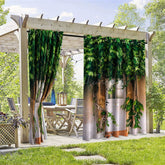 Aperturee - Aperturee Greenery Door Waterproof Printed Outdoor Curtains