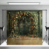 Aperturee - Aperturee Greenery Floral Arch Green Retro Wall Photo Backdrop