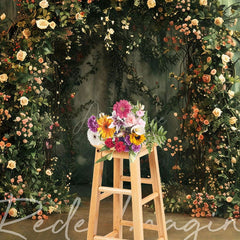 Aperturee - Aperturee Greenery Floral Arch Green Retro Wall Photo Backdrop