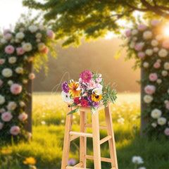 Aperturee - Aperturee Greenery Floral Arch Sunlight Summer Wedding Backdrop