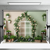 Aperturee - Aperturee Greenery Floral Room Spring Photography Backdrop