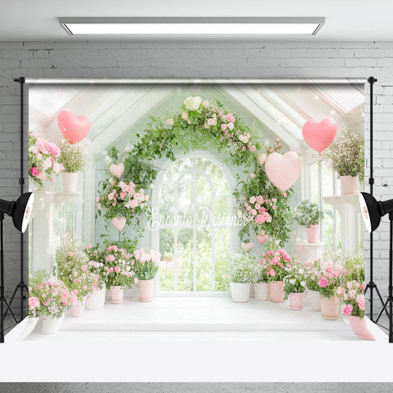 Aperturee - Aperturee Greenery Floral Warm White Hosue Balloons Backdrop