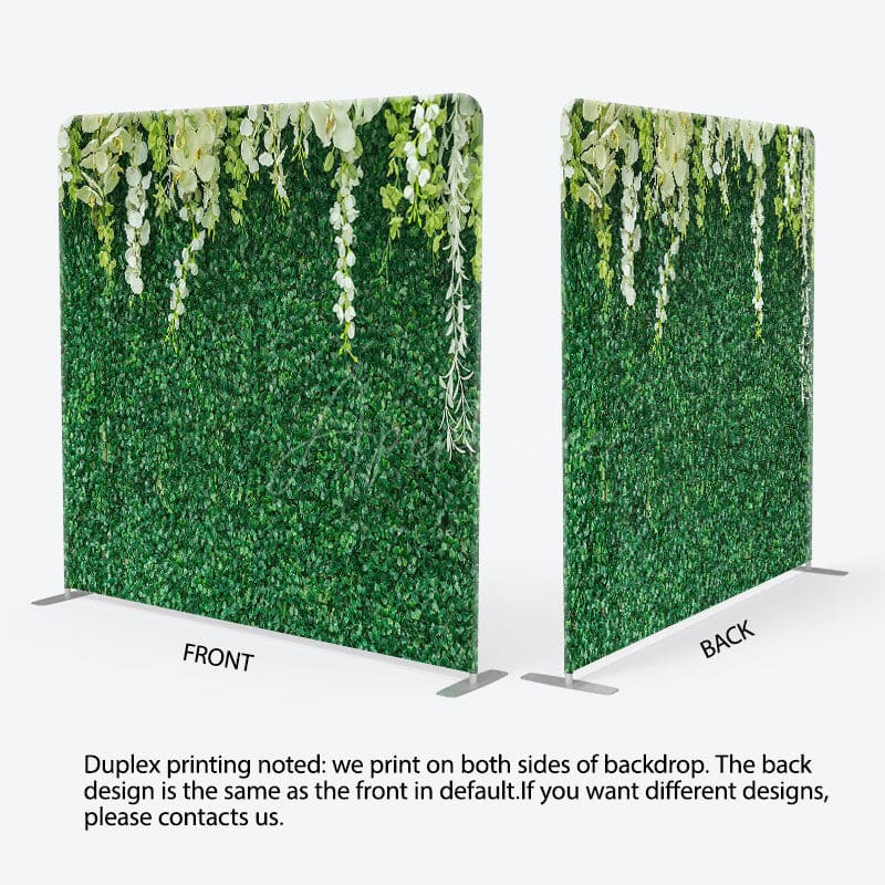 Aperturee - Aperturee Greenery Floral Wedding Square Tension Backdrop