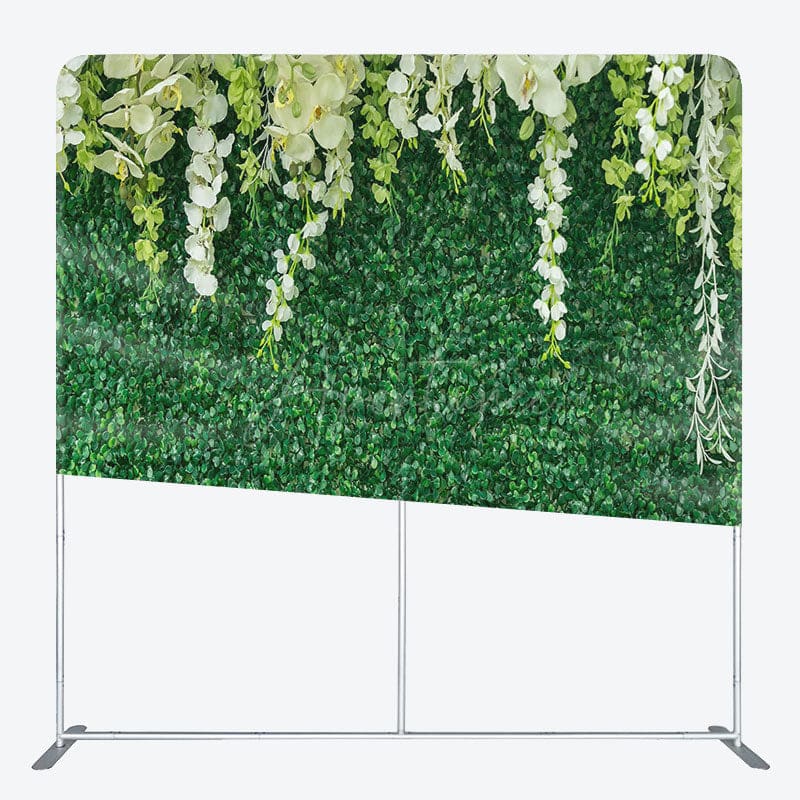 Aperturee - Aperturee Greenery Floral Wedding Square Tension Backdrop