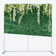 Aperturee - Aperturee Greenery Floral Wedding Square Tension Backdrop