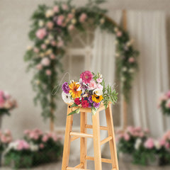 Aperturee - Aperturee Greenery Floral Window White Yarn Wedding Backdrop