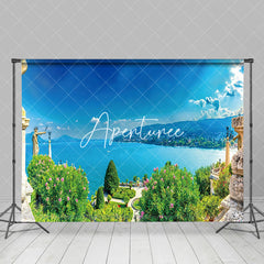 Aperturee - Aperturee Greenery Garden River Blue Sky Natural Scene Backdrop