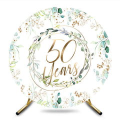 Aperturee - Aperturee Greenery Garland 50 Years Anniversary Round Backdrop