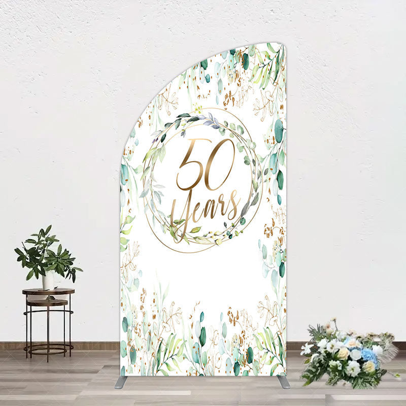 Aperturee - Aperturee Greenery Garland Anniversary 50 Years Half Moon Arch Backdrop