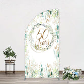 Aperturee - Aperturee Greenery Garland Anniversary 50 Years Half Moon Arch Backdrop