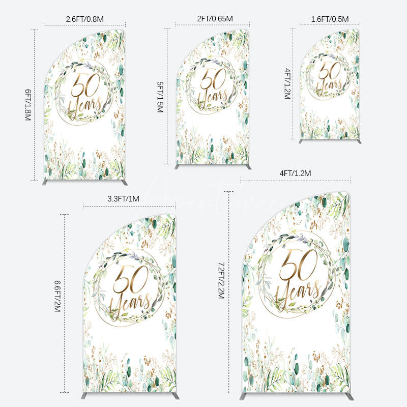Aperturee - Aperturee Greenery Garland Anniversary 50 Years Half Moon Arch Backdrop