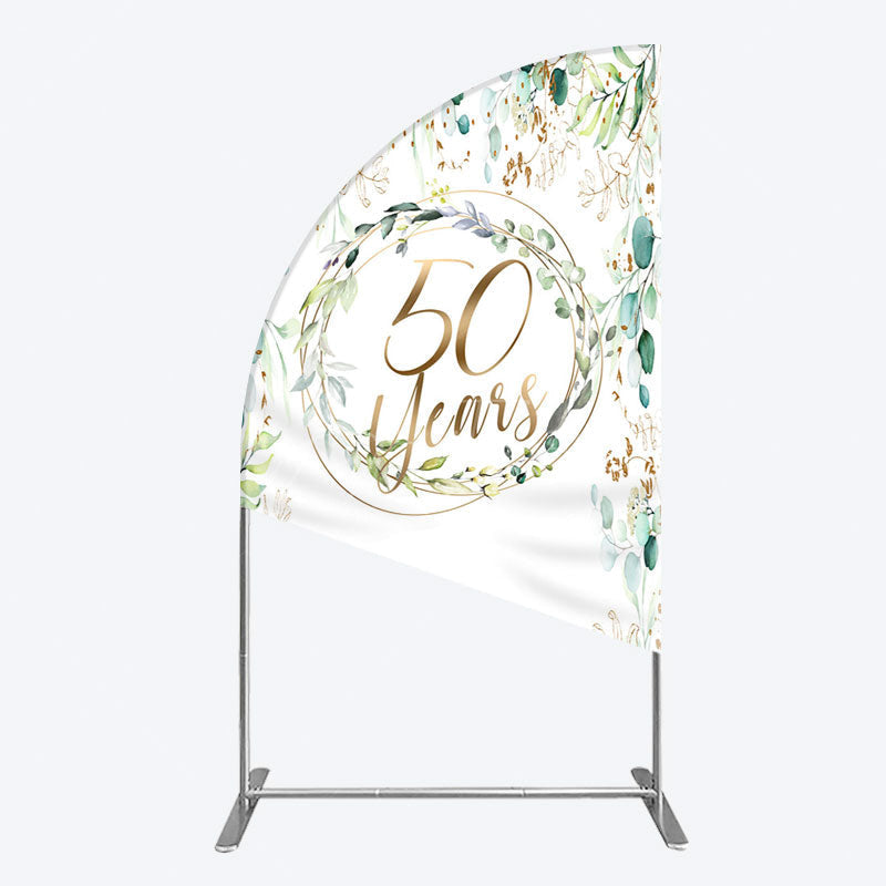 Aperturee - Aperturee Greenery Garland Anniversary 50 Years Half Moon Arch Backdrop