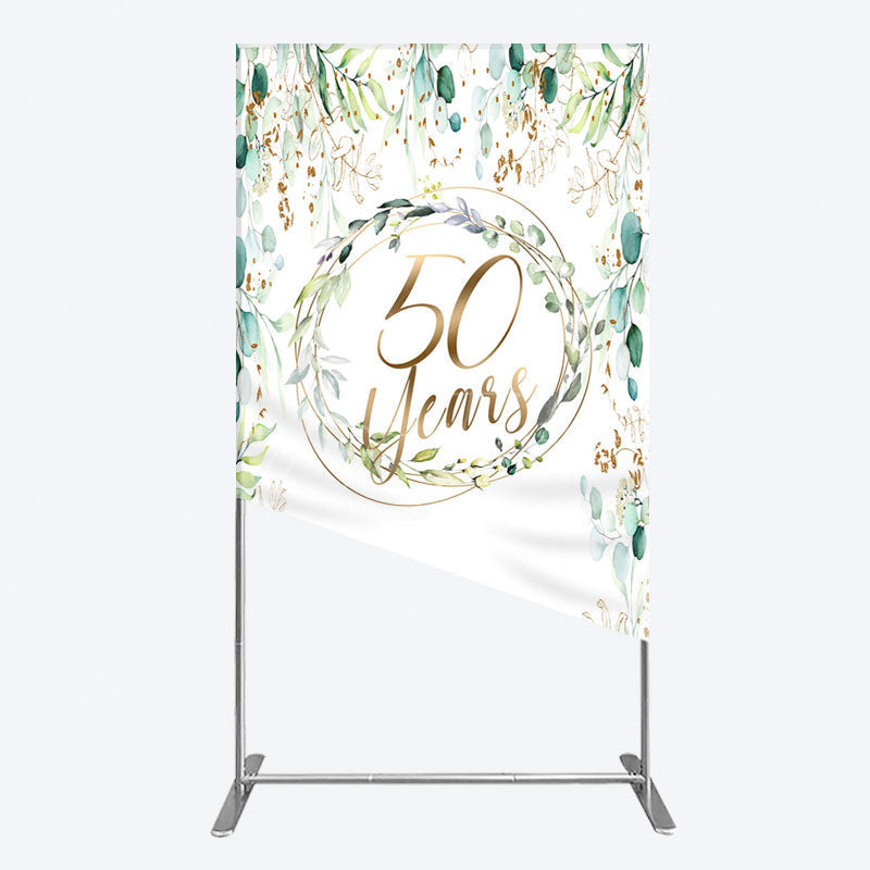 Aperturee - Aperturee Greenery Garland Anniversary 50 Years Rectangle Backdrop