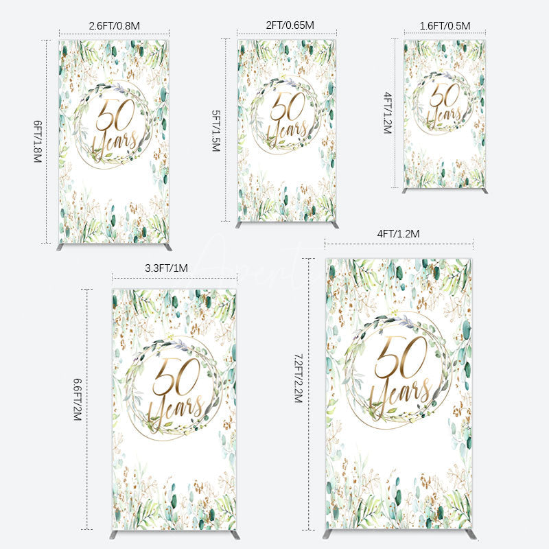 Aperturee - Aperturee Greenery Garland Anniversary 50 Years Rectangle Backdrop