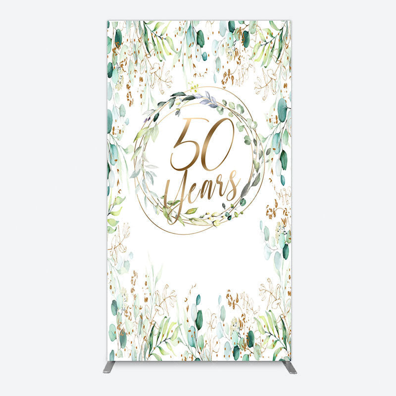 Aperturee - Aperturee Greenery Garland Anniversary 50 Years Rectangle Backdrop