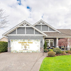 Aperturee - Aperturee Greenery Gold Thank You Pastor Garage Door Banner