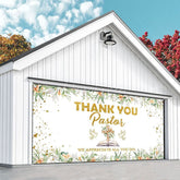 Aperturee - Aperturee Greenery Gold Thank You Pastor Garage Door Banner