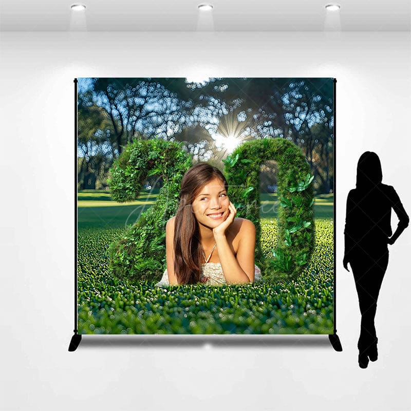 Aperturee - Aperturee Greenery Lawn Custom Photo 20th Birthday Backdrop