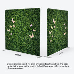 Aperturee - Aperturee Greenery Leaves Pink Butterfly Pillow Case Backdrop
