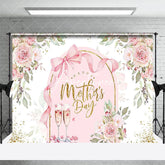 Aperturee - Aperturee Greenery Pink Floral Arch Happy Mothers Day Backdrop