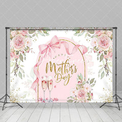 Aperturee - Aperturee Greenery Pink Floral Arch Happy Mothers Day Backdrop