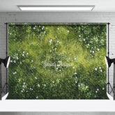 Aperturee - Aperturee Greenery Scattered White Flowers Summer Backdrop