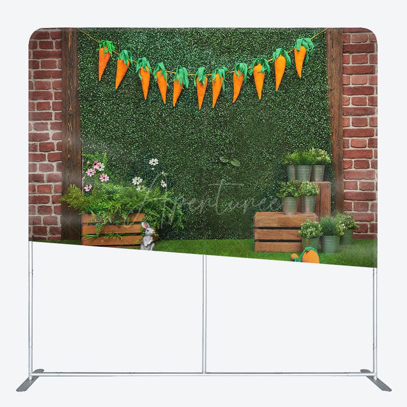 Aperturee - Aperturee Greenery Wall Carrot Bunny Easter Pillow Case Backdrop